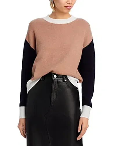 C By Bloomingdale's Cashmere Color Blocked Sweater - Exclusive In Camel/black