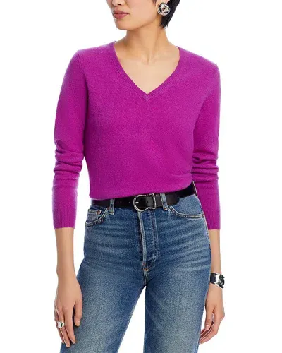 C By Bloomingdale's Cashmere C By Bloomingdale's V-neck Cashmere Sweater - Exclusive In Wildberry