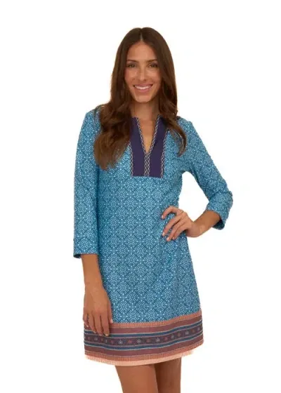 Cabana Life Embroidered Tunic Dress In Camden Leaf