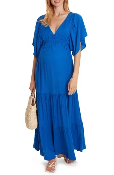 Cache Coeur Claudette Maternity Maxi Dress In Electric Blue