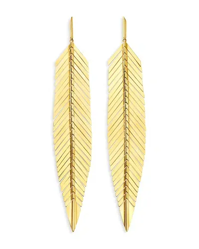 Cadar 18k Yellow Gold Large Feather Earrings