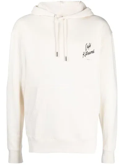 Café Kitsuné Logo-print Cotton Hoodie In White