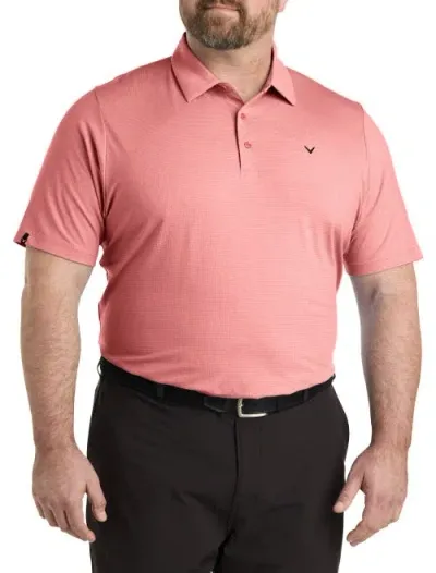 Callaway Classic Jacquard Golf Polo Shirt In Spiced Coral Htr