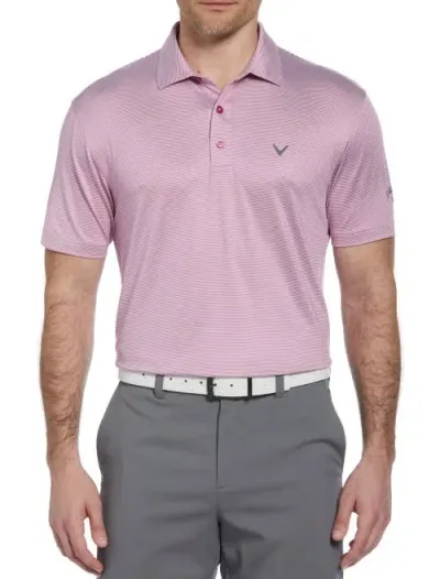 Callaway Fine Line Striped Polo Shirt In Purple Orchid