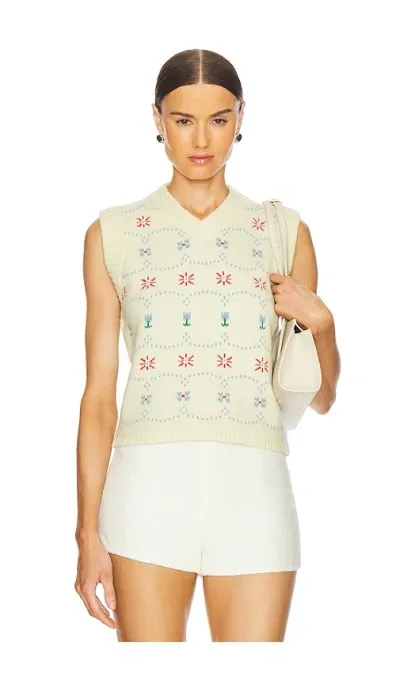 Calle Del Mar Cashmere Fair Isle Vest In Yellow Multi