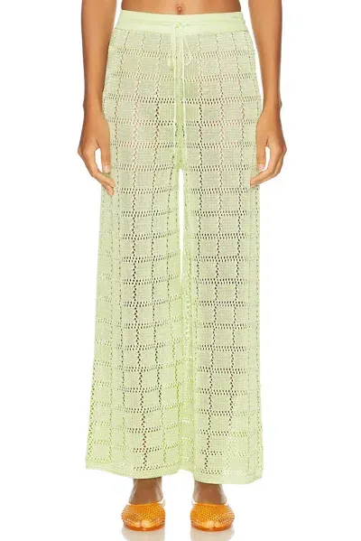 Calle Del Mar Crochet Patchwork Pant In Sweet Lime