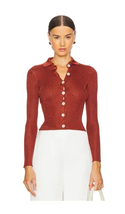 Calle Del Mar Long Sleeve Cardigan In Clay