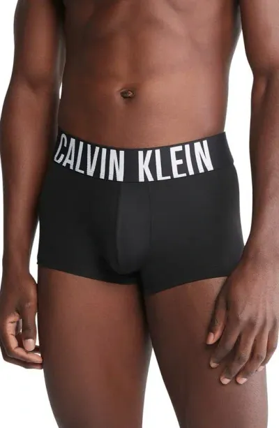 Calvin Klein Intense Power Logo Waistband Micro Low Rise Trunks, Pack Of 3 In Black,grey Sky,white