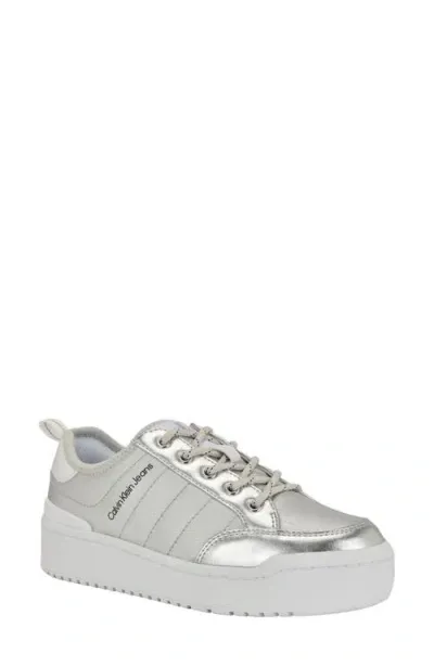 Calvin Klein Austie Platform Sneaker In Silver 040