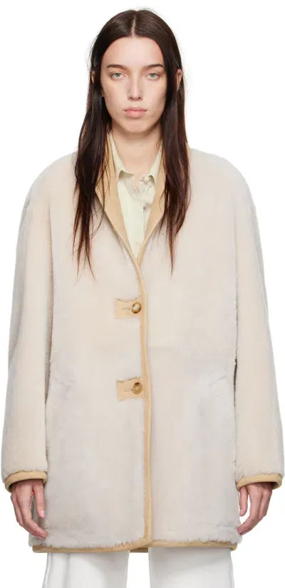 Calvin Klein Beige Halo Shearling Coat In 17814 Natural Skin