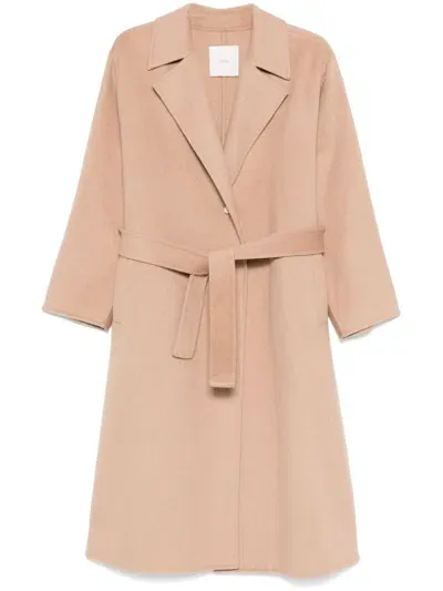 Calvin Klein Belted Coat In Brown