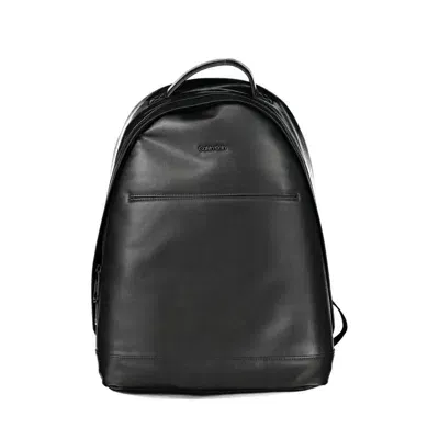 Calvin Klein Logo-plaque Leather Backpack In Black