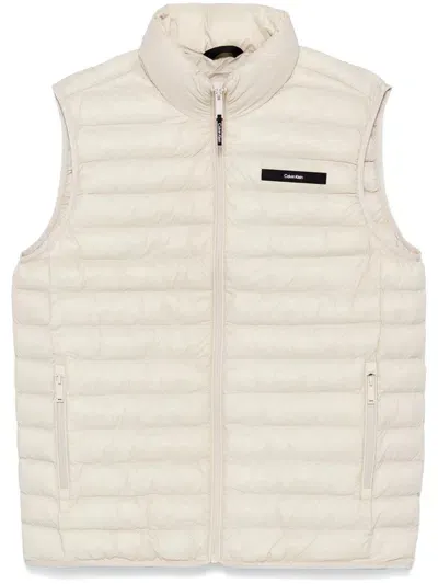 Calvin Klein Quilt Vest In Beige