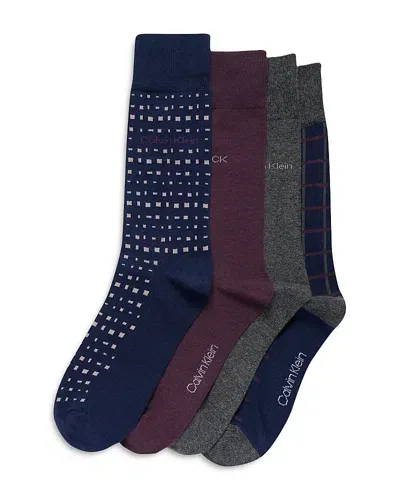 Calvin Klein Assorted 4-pack Dress Socks In Navy Multi