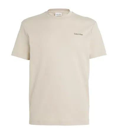 Calvin Klein Cotton Logo T-shirt In Beige