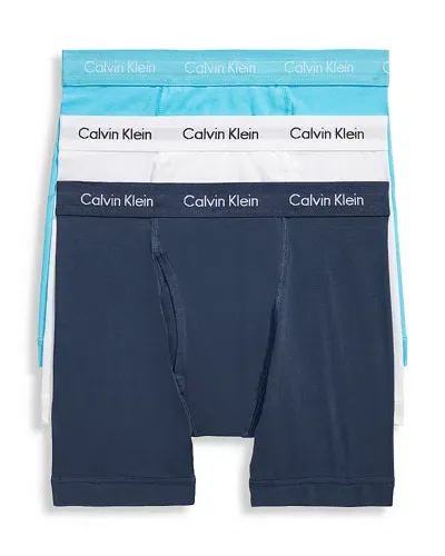 Calvin Klein Cotton Stretch Moisture Wicking Boxer Briefs, Pack Of 3 In N White/