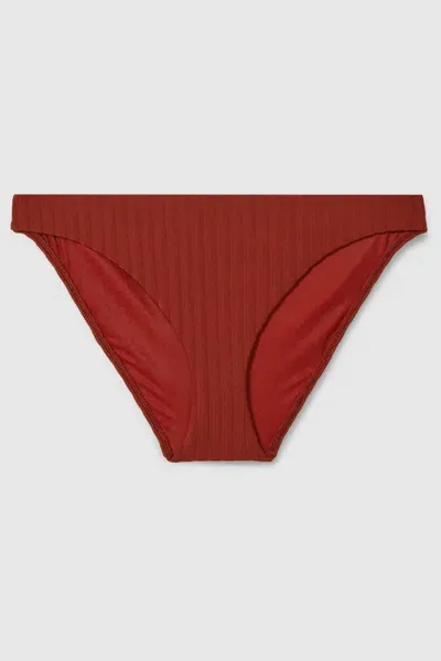 Calvin Klein Dark Magma Red Underwear Ribbed Bikini Bottoms