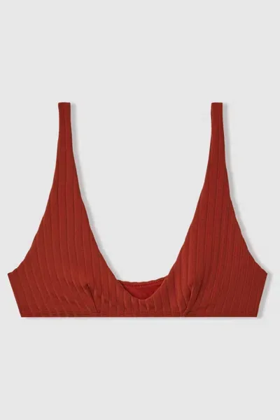 Calvin Klein Dark Magma Red Underwear Ribbed Bikini Top