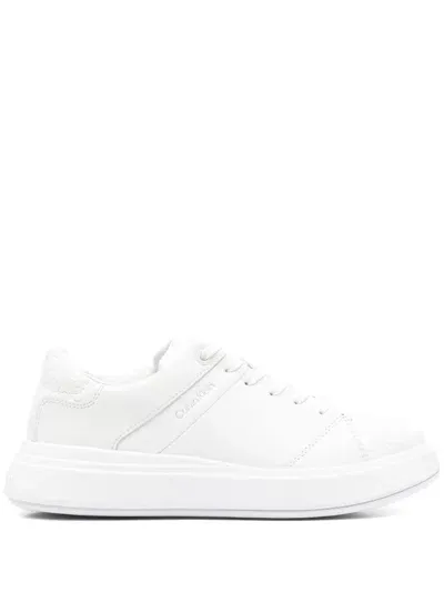 Calvin Klein Embossed-logo Sneakers In White