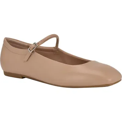 Calvin Klein Emery Mary Jane Flat In Light Natural Leather