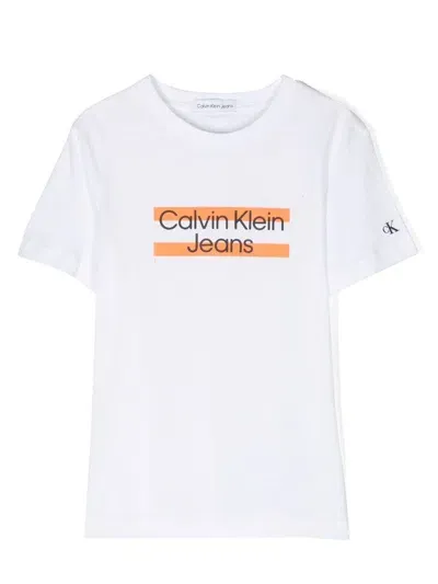 Calvin Klein Kids' Front Logo-print T-shirt In White