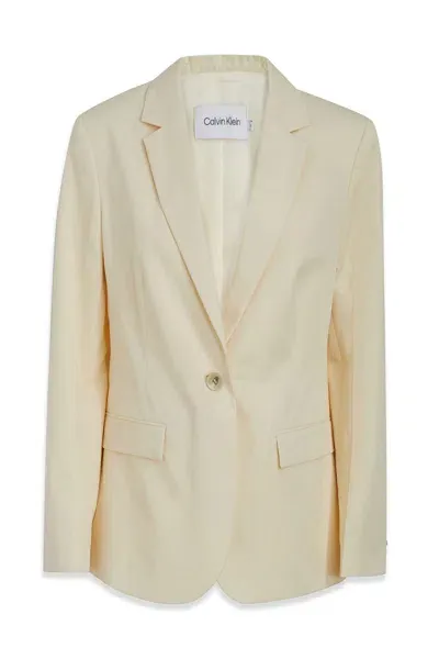 Calvin Klein Single Breasted Tailored Jacket In White