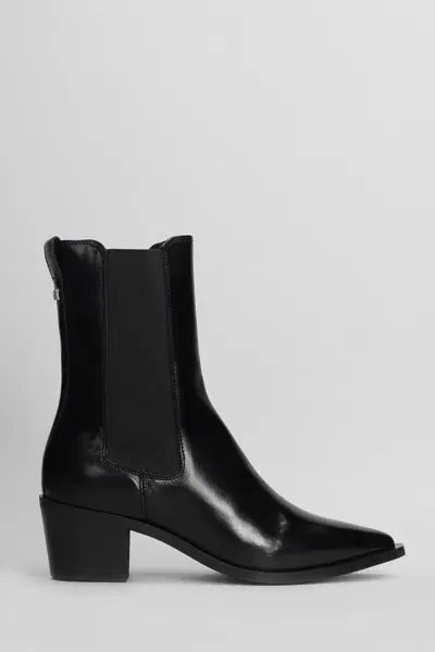 Calvin Klein High Heels Ankle Boots In Black Leather