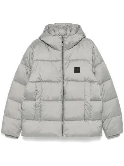 Calvin Klein Hooded Quilted Puffer Jacket In Grey