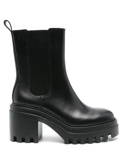 Calvin Klein Jeans Est.1978 50mm Leather Boots In Black