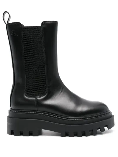 Calvin Klein Jeans Est.1978 Leather Boots In Black