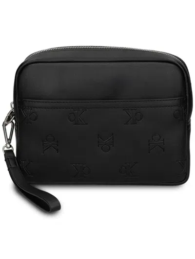 Calvin Klein Jeans Est.1978 Monogram-debossed Wash Bag In Black