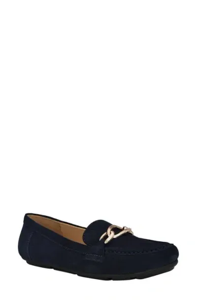 Calvin Klein Lenika Loafer In Dark Blue Suede