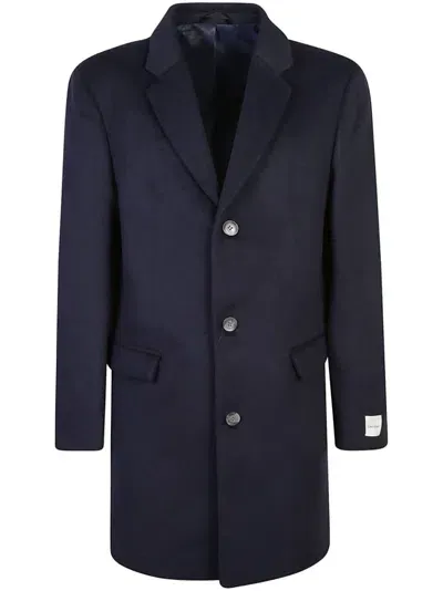 Calvin Klein Logo-appliqué Single-breasted Coat In 蓝色