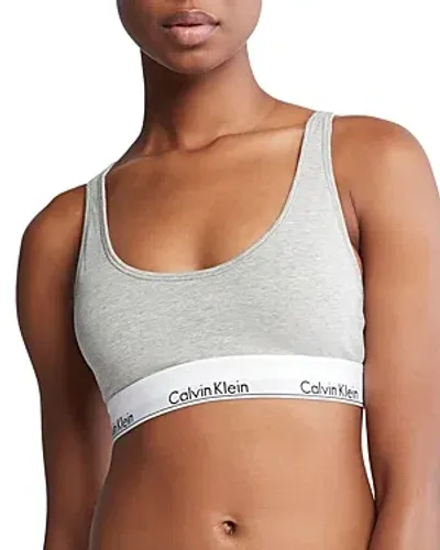 Calvin Klein Logo Bralette In Gray Heather