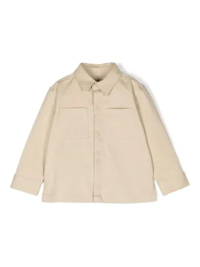 Calvin Klein Babies' Logo-embroidered Shirt In Neutrals