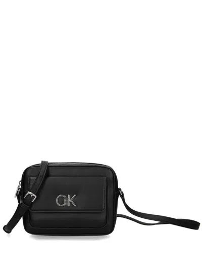 Calvin Klein Logo-lettering Crossbody Bag In Black