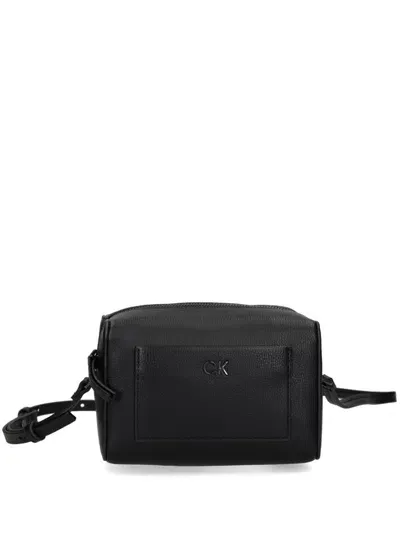 Calvin Klein Logo-lettering Crossbody Bag In Black