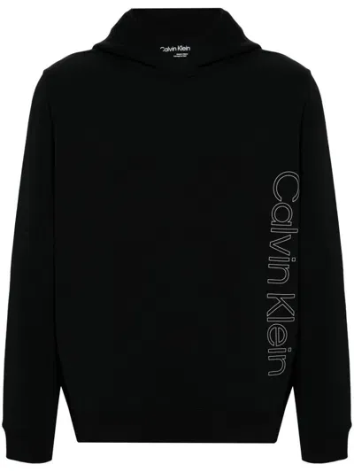 Calvin Klein Logo-lettering Hoodie In Black