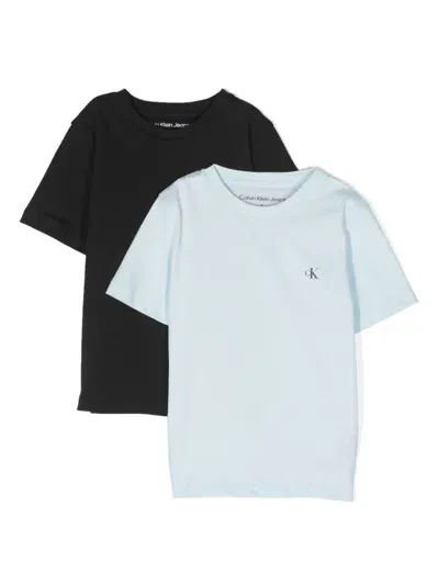 Calvin Klein Kids' Logo-print Cotton T-shirt (pack Of Two) In Blue