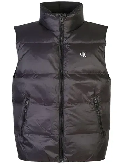 Calvin Klein Logo-print Gilet In Black