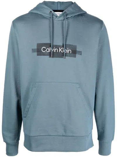 Calvin Klein Logo-print Hoodie In Blue