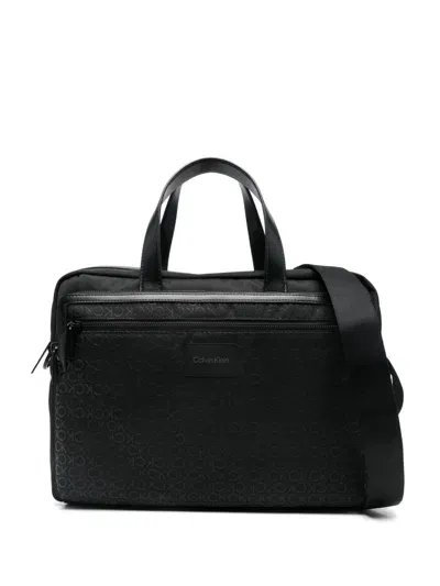 Calvin Klein Logo-print Laptop Bag In Black