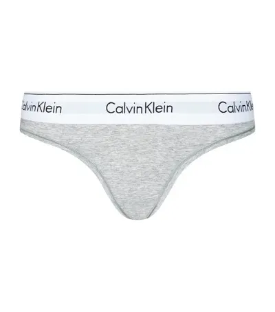 Calvin Klein Logo Thong In Grey