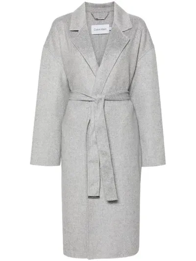 Calvin Klein Mélange Coat In Grey