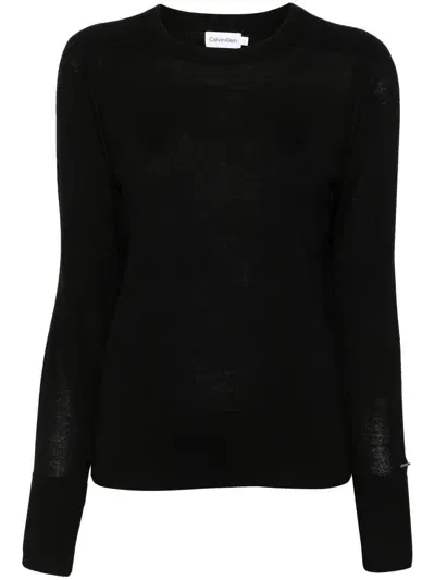 Calvin Klein Merino Wool Crew Neck Sweater Clothing In Black