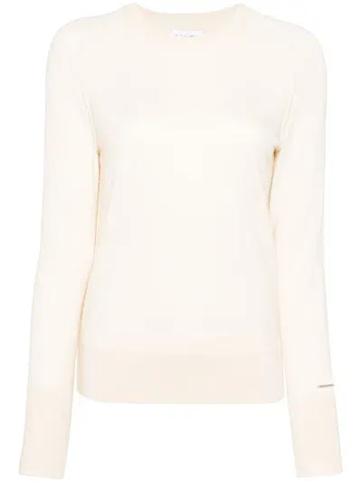 Calvin Klein Merino Wool Crew Neck Sweater Clothing In Nude & Neutrals