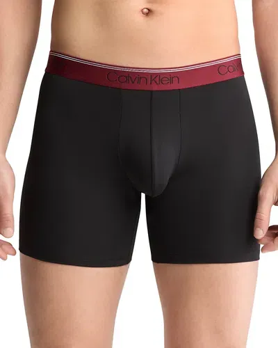 Calvin Klein Microfiber Stretch Wicking Boxer Briefs, Pack Of 3 In Black W/ Black/syrah/cocoon Wbs