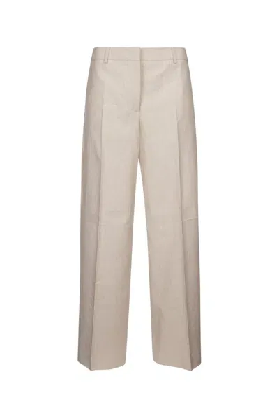 Calvin Klein Mid Rise Wide Leg Trousers Pants In Neutral