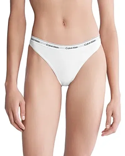 Calvin Klein Modern Logo Thong In Classic White