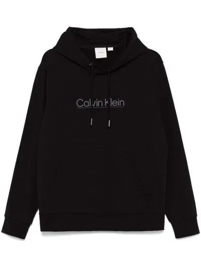 Calvin Klein Raised-logo Hoodie In Black